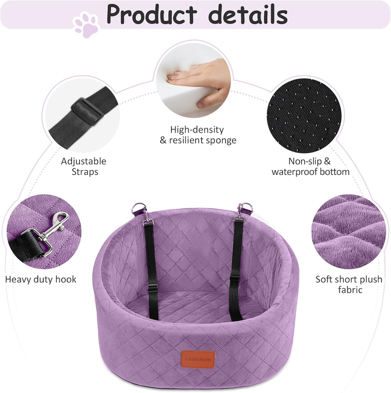 Dog Car Seat for Small Dogs up to 30 Lbs,Ultra Soft Fabric Fill in Comfy Memory 2