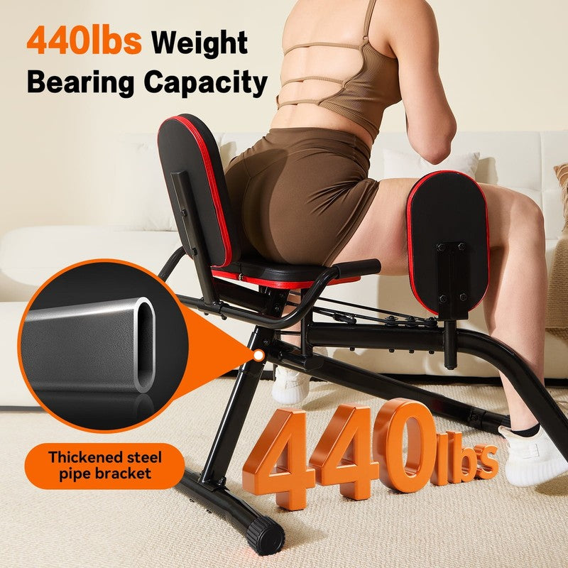 Home Gym Hip Abductor Machine Glute Leg Trainer 6-Level Resistance 440lb Max Red3