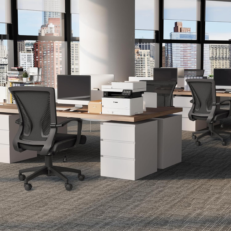 Office Chair Ergonomic Computer Desk Mesh Chair Mid Back Swivel Lumbar Support w1