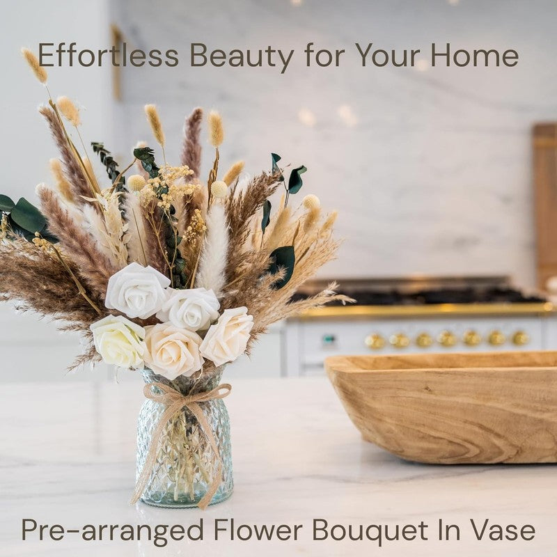 100-Pcs Artificial Flowers with Vase Dining Table Centerpiece Home Decor4