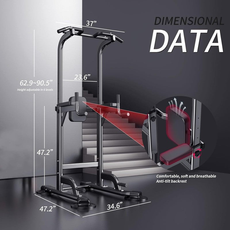 Power Tower Pull Up & Dip Station Adjustable Height Home Gym Workout Equipment4