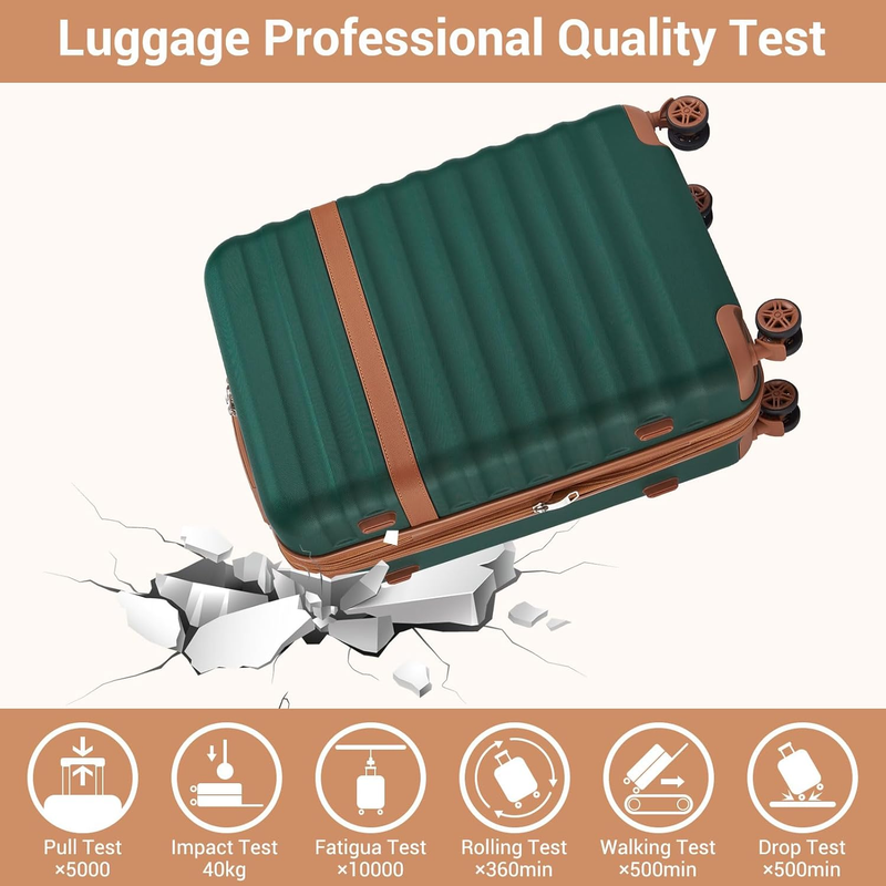 28 Inch Expandable Hardside Luggage ABS PC TSA Lock Checked Suitcase Green2