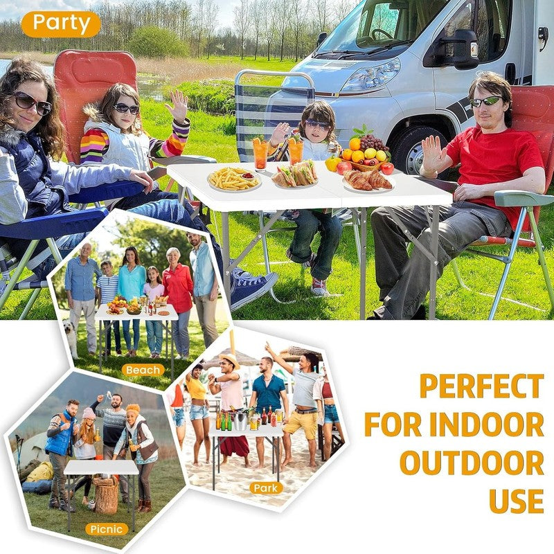 34" Square Folding Card Table with Handle, Portable Plastic Foldable Table for D1