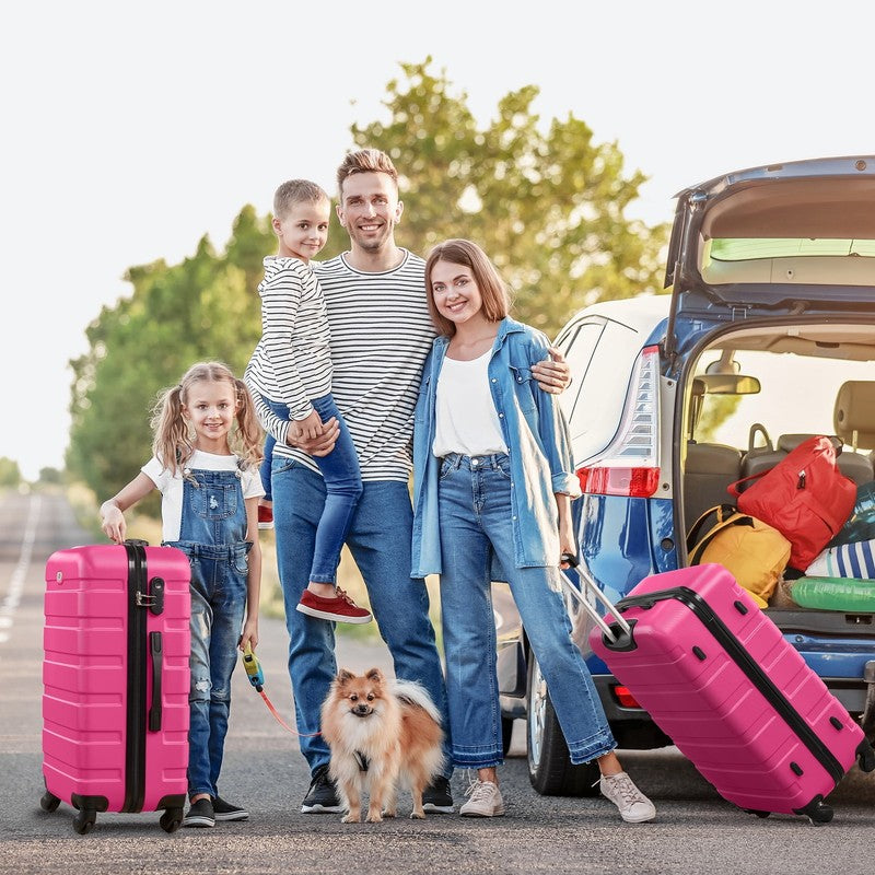 4 Piece Luggage Set Hardside Spinner Suitcase 16 20 24 28 Inch  Rose Red1