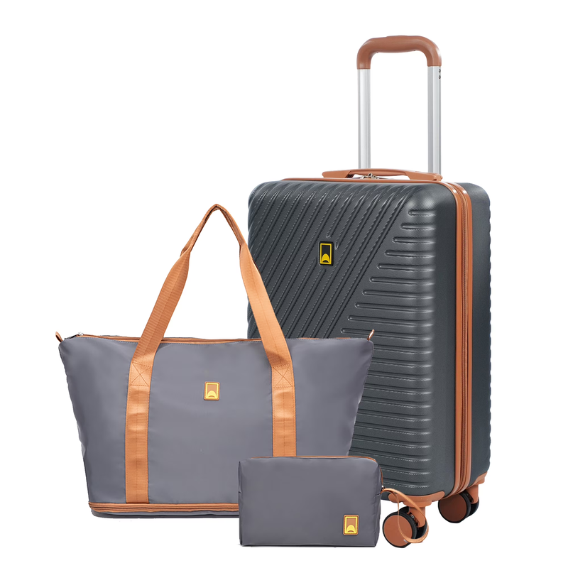 3 Piece Carry on Luggage Sets, Hardside Suitcase Set with Double Spinner Wheels,8