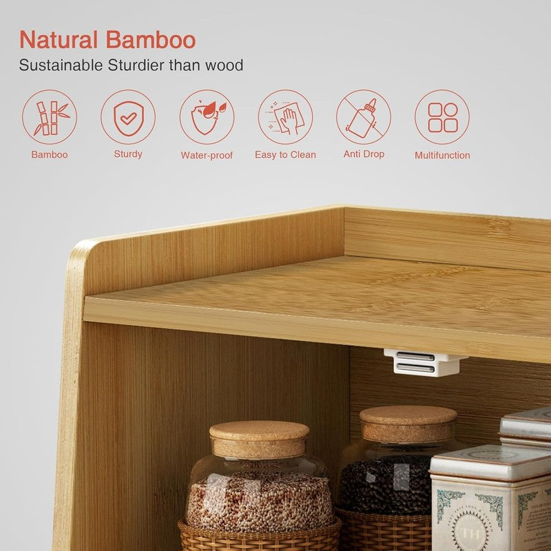 Bamboo Bread Box Wooden Counter Organizer for Bread Coffee Spices Snacks6