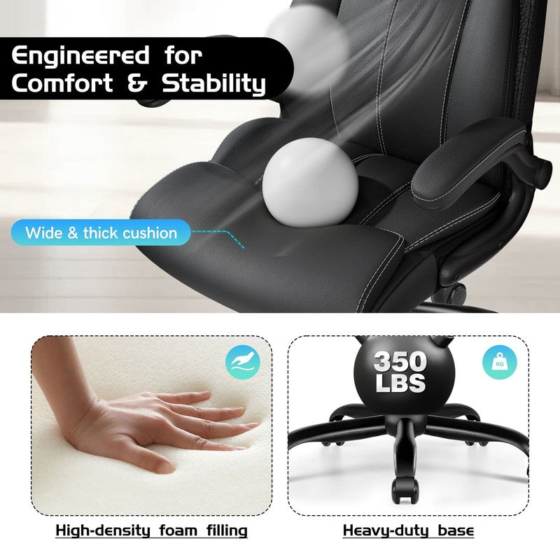 Big and Tall Office Chair 350LBS, Comfy Heavy Duty Executive Desk Chair with Adj6