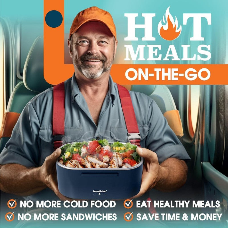 Electric Lunch Box 80W 1.5L Heated Food Warmer 12/24/110V Portable1