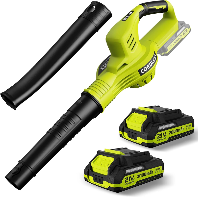 Leaf Blower Cordless   21V Powerful Electric Leaf Blower with 2 Batteries and Ch0