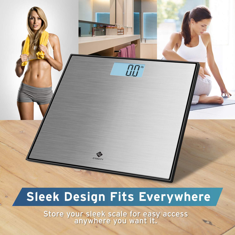 Bathroom Scale Digital Body Weight 400lb Stainless Steel Blue LCD Scale5