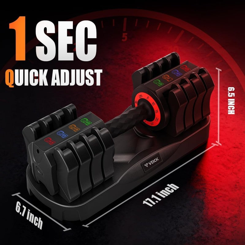25lb Adjustable Dumbbell w/ Anti-Slip Handle Fast Adjust Home Gym Tray1