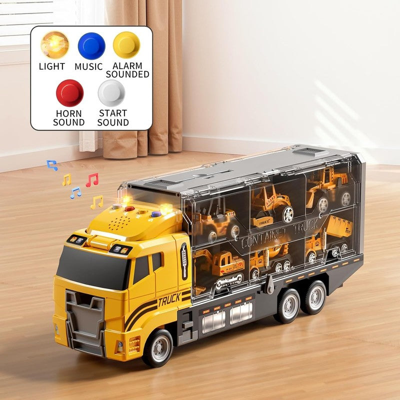 Toddler Boys Construction Truck Vehicle Toy Set with Play Mat and Die-Cast Toy C2