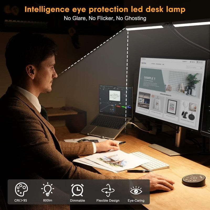 Eye-Caring LED Desk Lamp with Clamp - Adjustable 5 Color Gooseneck Light3
