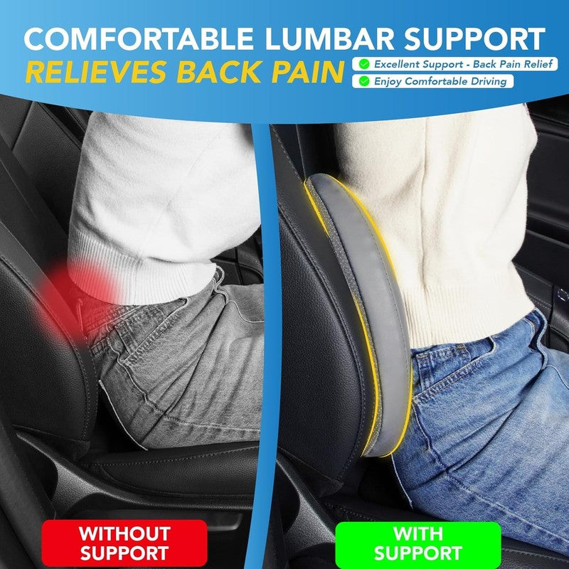 Memory Foam Lumbar Support Pillow for Car & Office   Back Pain Relief Grey3