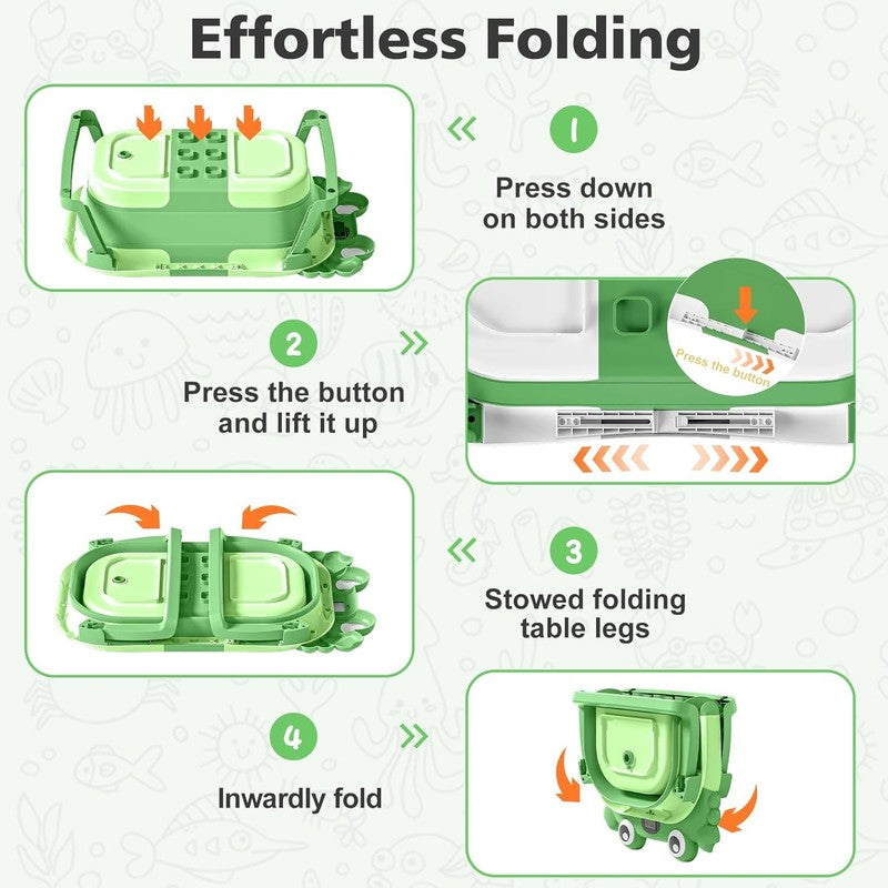 Collapsible Baby Bathtub with Thermometer Soft Cushion Foldable 0 36M DarkGreen3