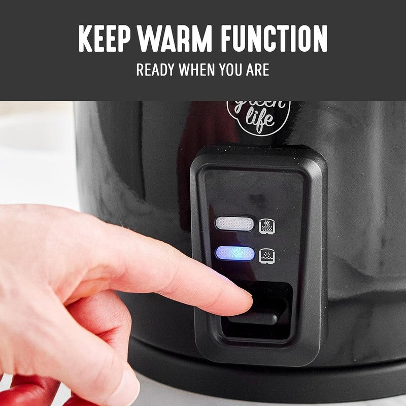 Rice Cooker 3-Cup PFAS-Free Ceramic Nonstick Pot Keep Warm Black8