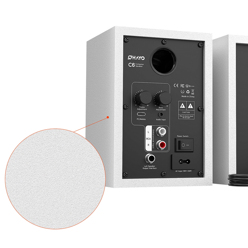 Ortiza 60W Bluetooth 5.3 Computer Speakers Stereo PC Laptop White USB AUX2