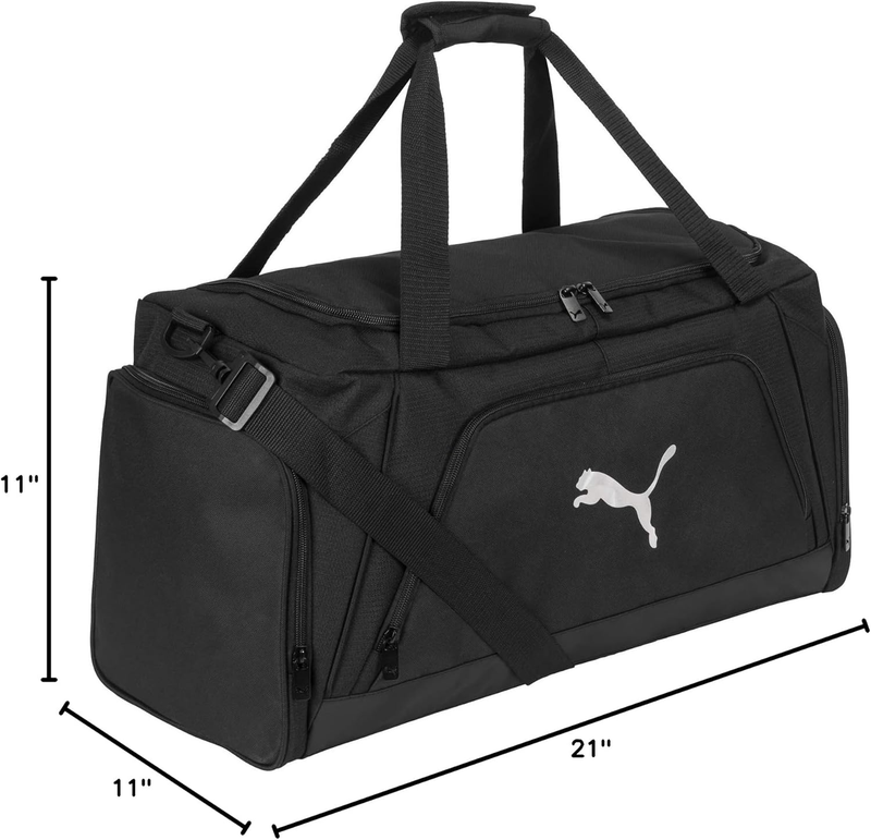 Accelerator Duffel Bag with Removable Strap & Shoe Pocket, Black/Silver, Size6