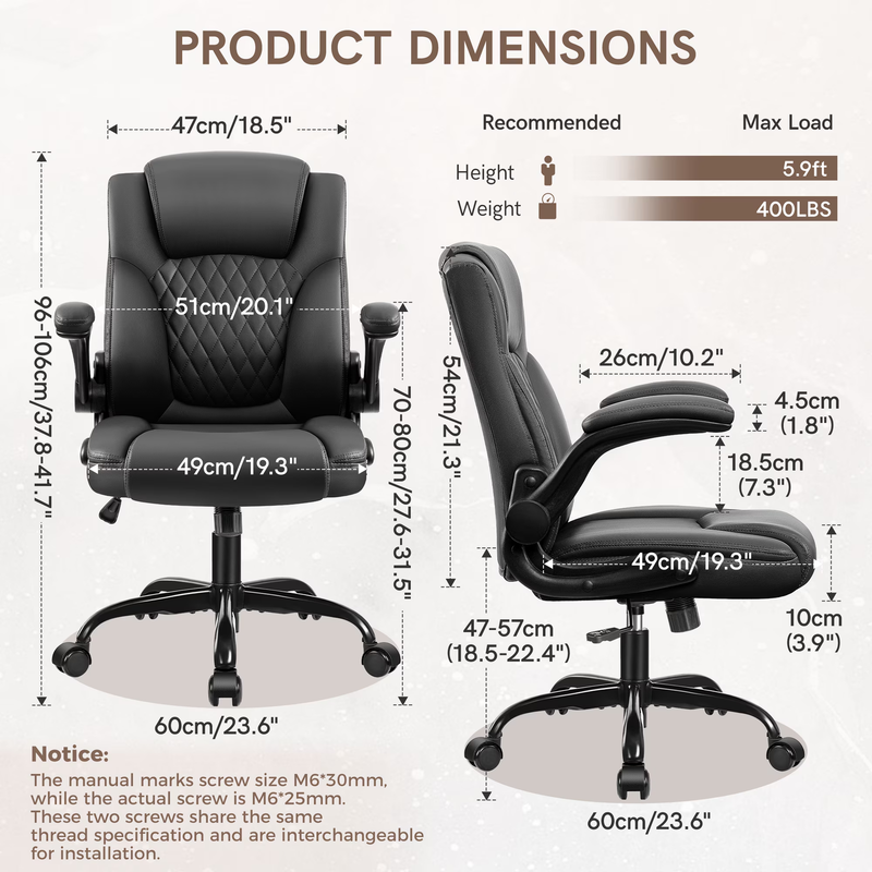 400LB Big Tall Leather Office Chair Ergonomic Executive Chair Black1