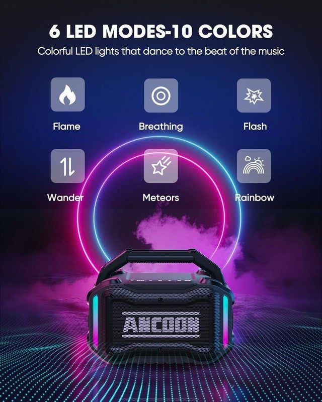 80W Bluetooth Speaker, Loud Bass, IPX6 Waterproof, 20H Playtime, TWS, Black5