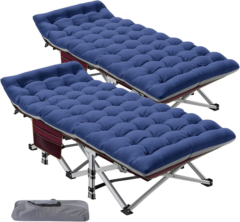 2PK Camping Cot 28" Wide Heavy Duty 1200D Oxford Folding Bed w/ Mat Carry Bag9