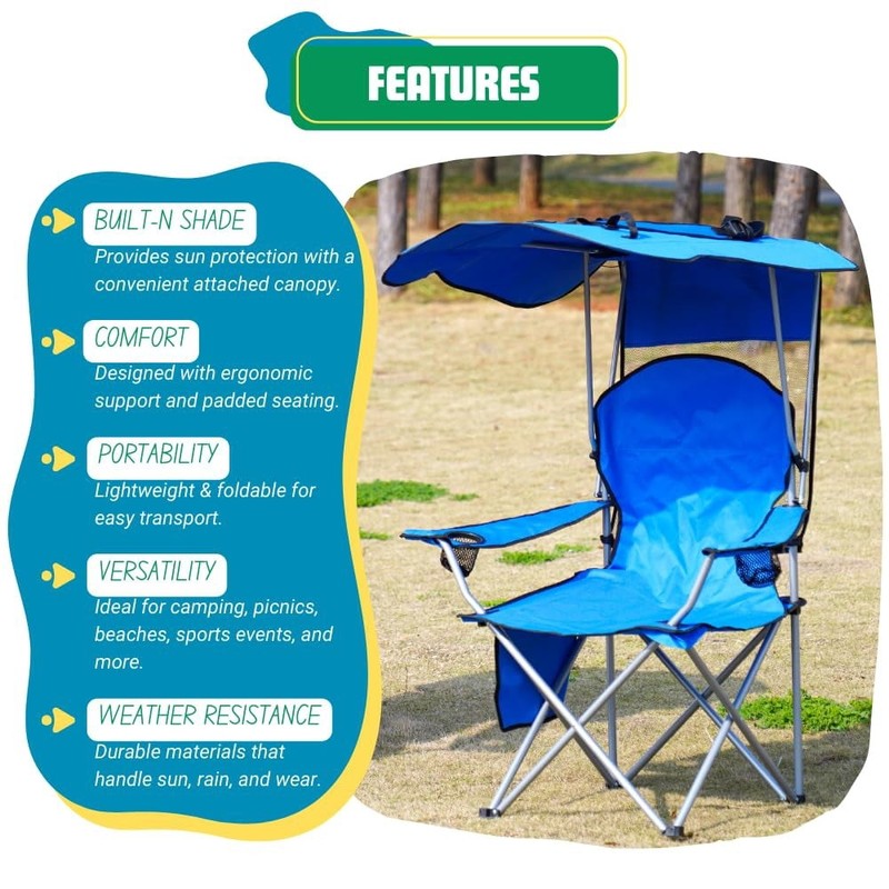 Camping Chair with Canopy Portable Camping Chairs with Shade for outside Folding2