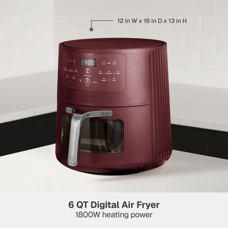 6QT Air Fryer with Thymecrisp Ceramic Nonstick Basket Cabernet Red2
