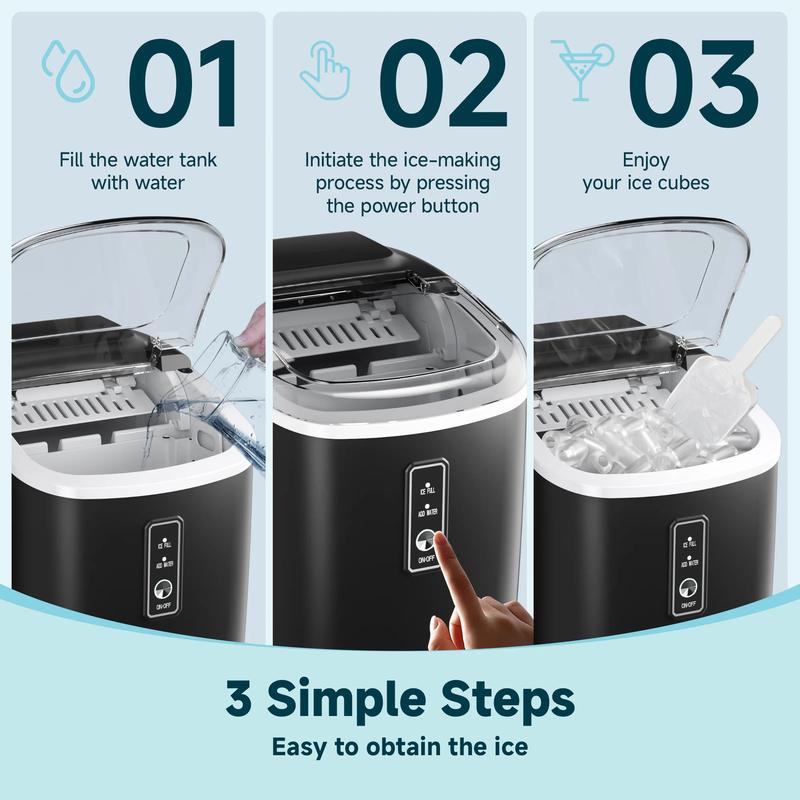 Portable Countertop Ice Maker 26Lbs/24H Self Cleaning w/ Basket & Scoop3
