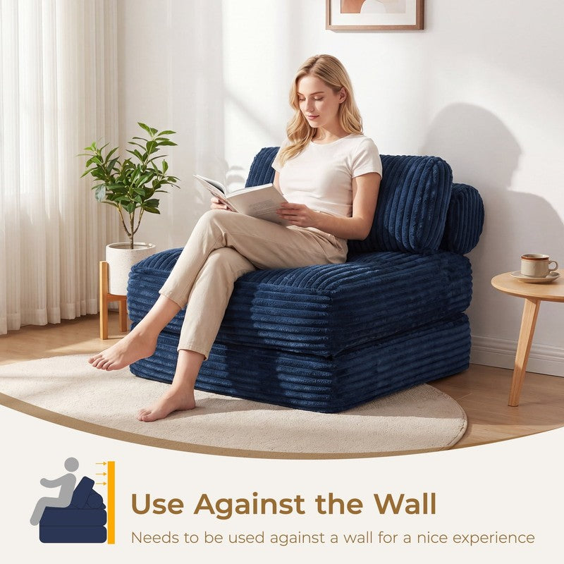 Single Corduroy Convertible Sleeper Sofa   Folding, Pillow Included, Back Suppor5