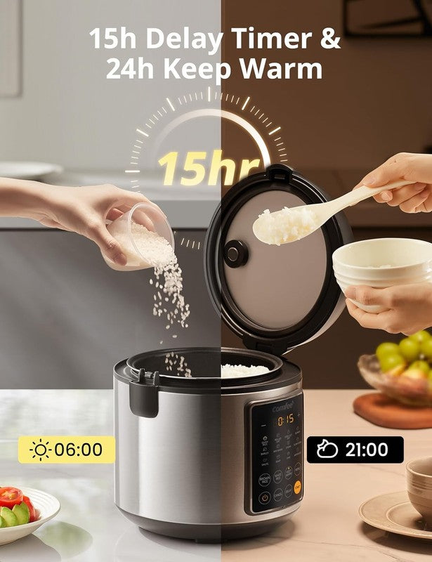 Rice Cooker 14 in 1 Multi Cooker 5.3Qt 20 Cup Steamer Sauté Warmer Stainless6
