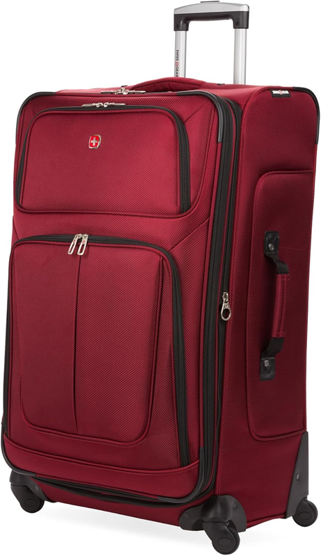 Sion Large Checked Softside Expandable Spinner Travel Suitcase Burgundy0