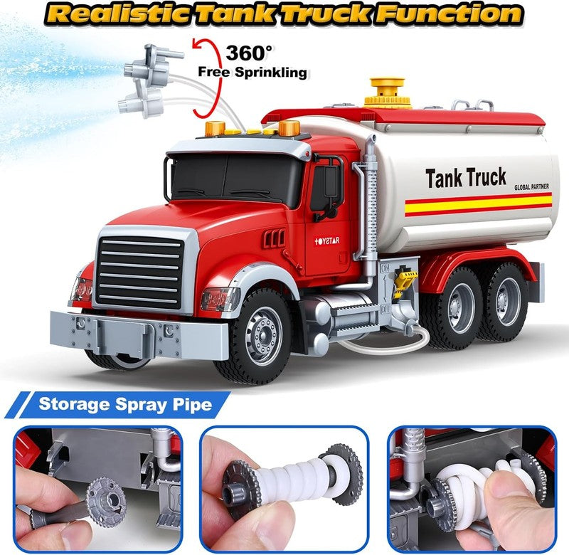 Toy Oil Tanker Truck with Sound Lights and Water Spray for Boys and Girls Ages 31