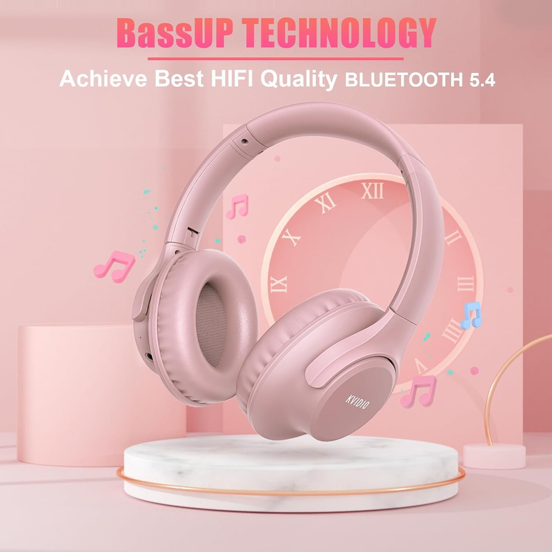 Bluetooth Over Ear Headphones 65H Playtime Wireless Headset Mic Bass4