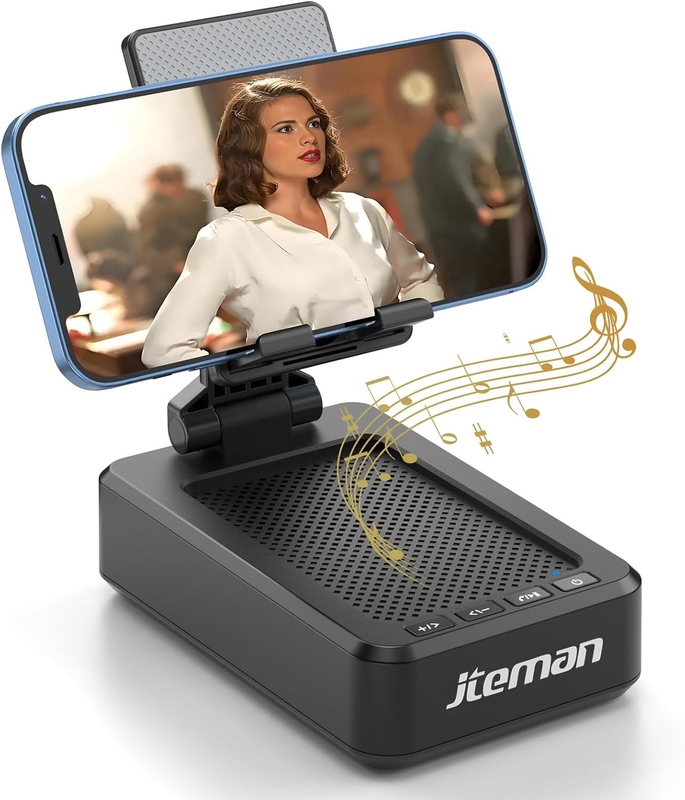 Cell Phone Stand with Wireless Bluetooth Speaker and Anti Slip Base HD Surround 0