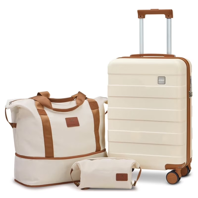 3 Piece Luggage Set 20in Carry On Spinner TSA Lock Beige8