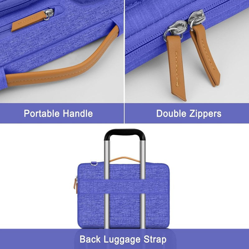 15.6 Inch Laptop Shoulder Bag 360 Protective Messenger 4 Zipper Pockets5