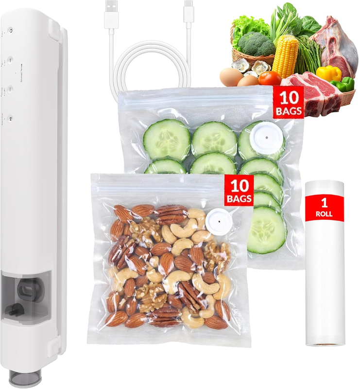 Compact Vacuum Sealer for Food, Magnetic Back, 60Kpa Powerful Handheld Vacuum Se6