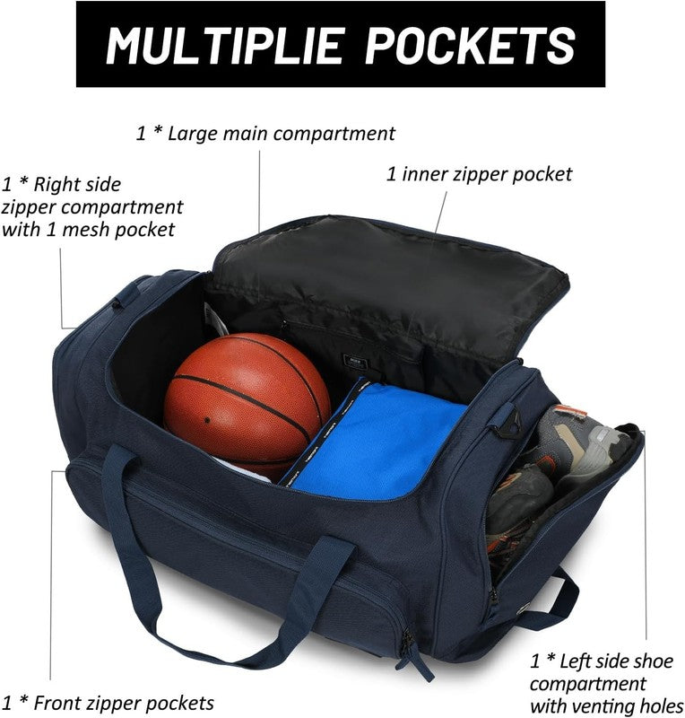 60L Large Gym Duffle Bag Shoes Compartment Lightweight Fitness Travel1