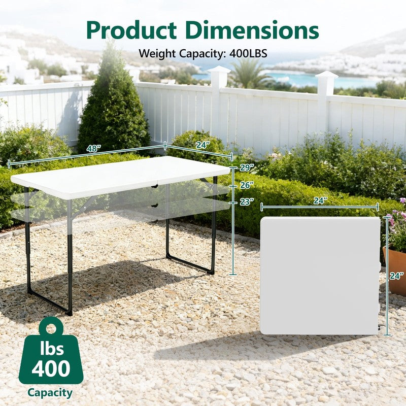 Folding Table 4 FT Lightweight Table, Plastic Rectangular Indoor Outdoor Table I1