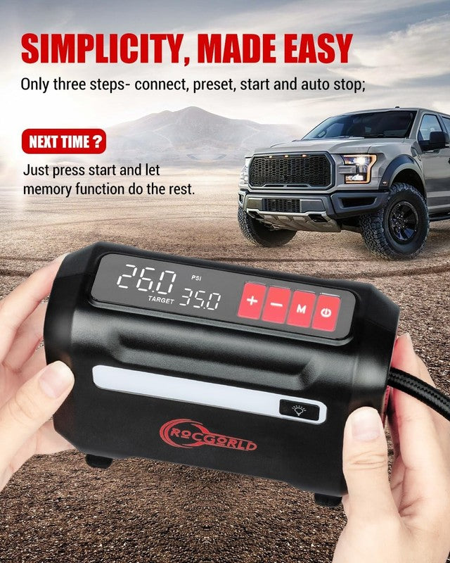 R8 Portable Air Compressor, 12V Tire Inflator with Dual Digital Screen3