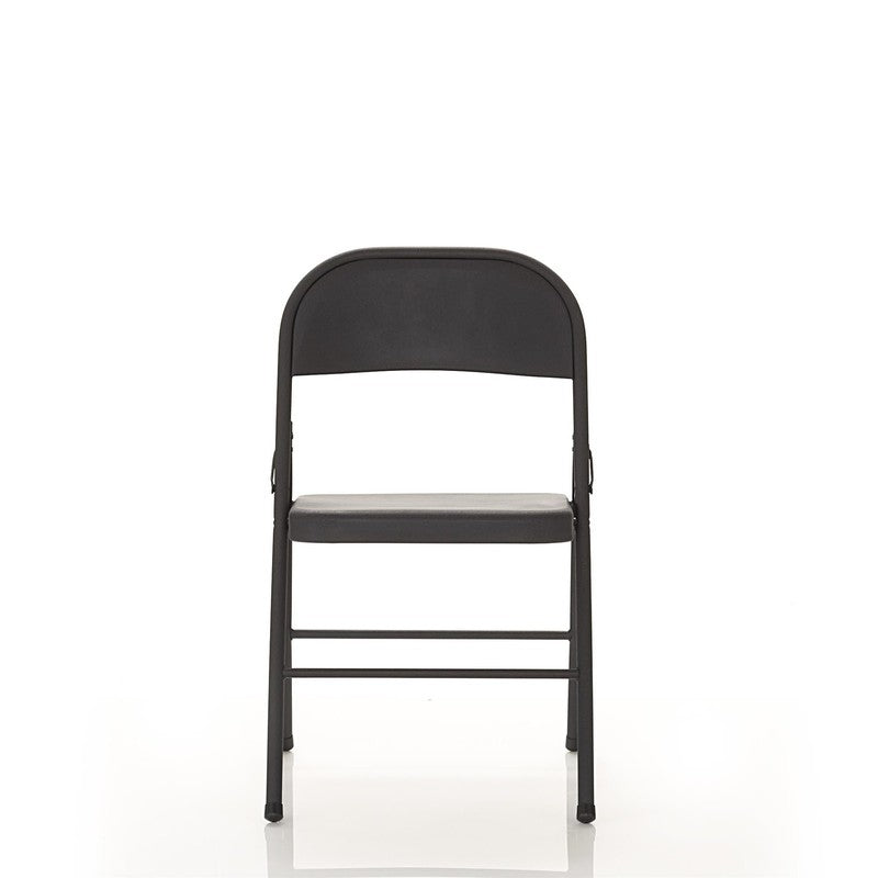 All Steel Metal Folding Chair, Double Braced, Black (Set of 4)8