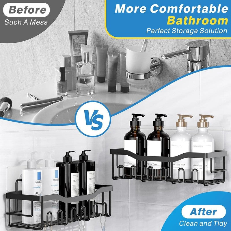 Adhesive Shower Caddy, 5 Pack Rustproof Stainless Steel Bath Organizers with Lar2