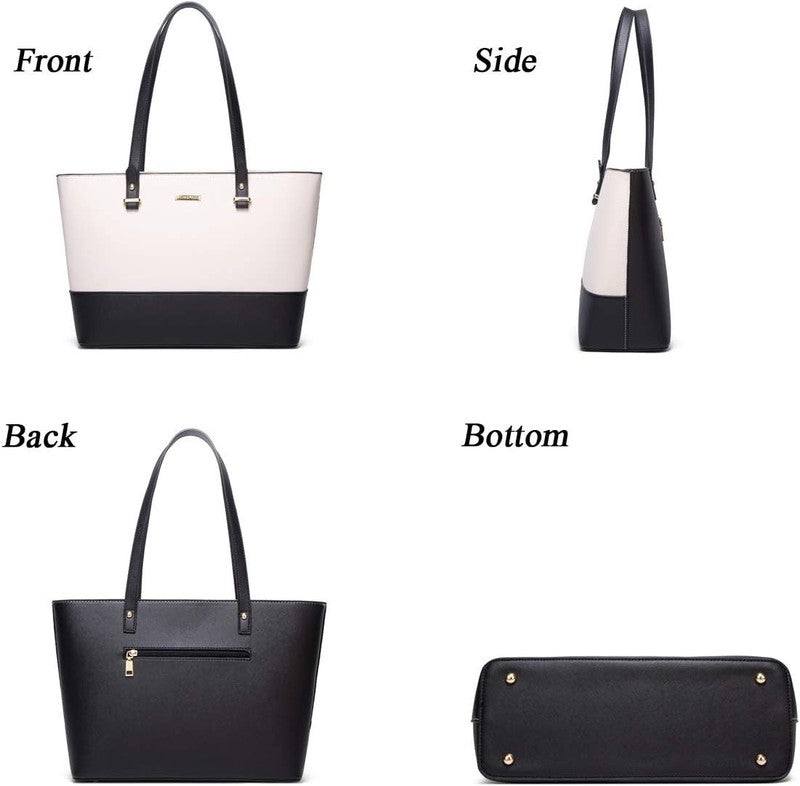 Women Synthetic Leather Handbag Set 4PCS Tote Shoulder Satchel Top Handle Purse1