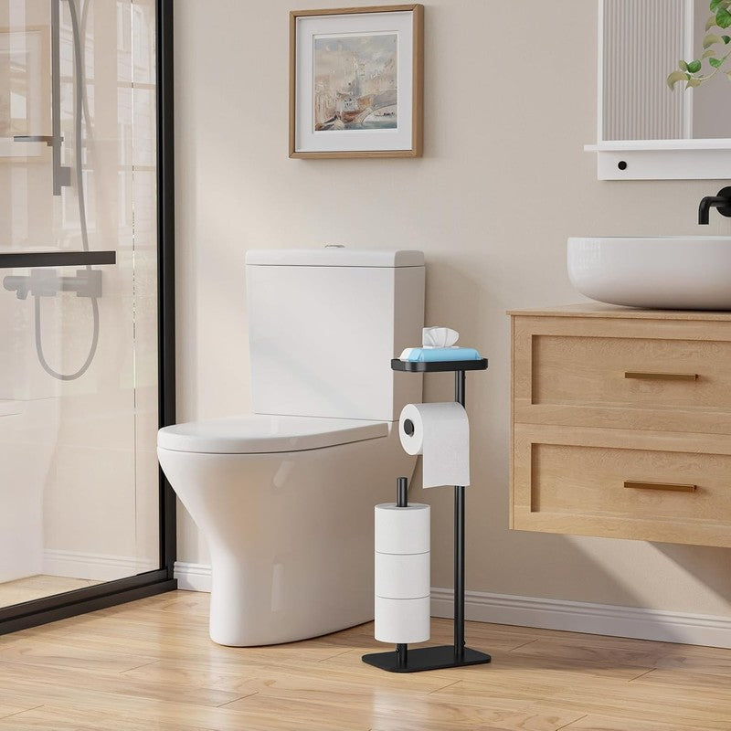 Toilet Paper Holder Free Standing – Rustproof Metal Toilet Paper Stand for 4 Rol2