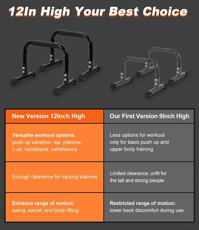 12" Push Up Parallettes & Dip Bars Foam Handles Calisthenics L Sit Handstand2
