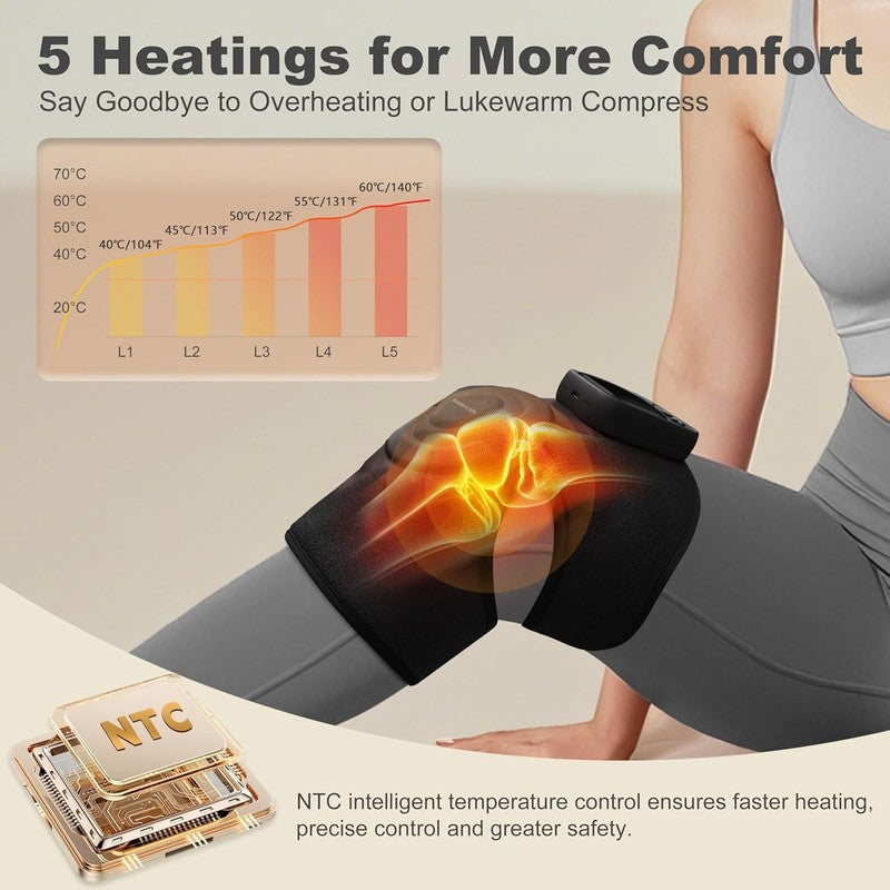 Cordless Knee Massager w/ Heat Vibration 4 Motors 6 Modes Pain Relief2