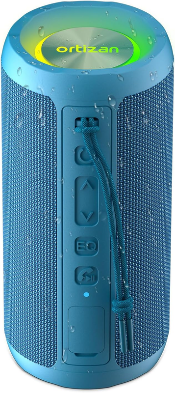 24W Bluetooth Speaker, IPX7 Waterproof, 30H Playtime, 360° Light, Stereo, Blue9