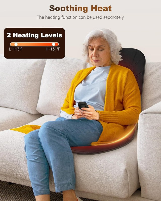 Back Massager Seat Cushion w/ Heat 10 Motors 5 Modes Timer Chair Pad3