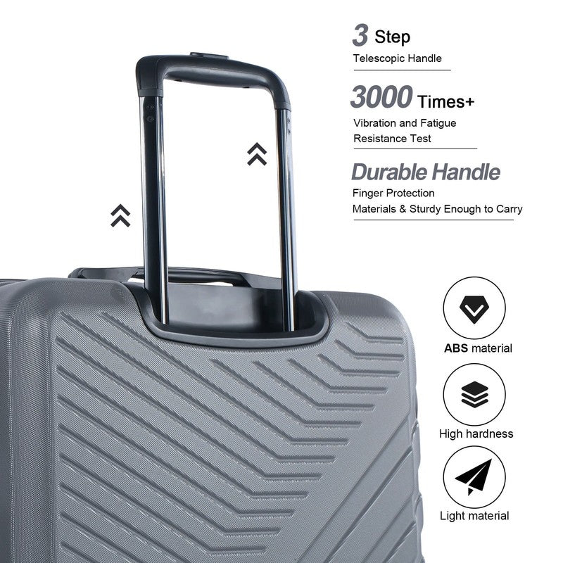 3Pc Hardside Luggage Set TSA Lock Spinner Wheels 20 24 28in Gray6