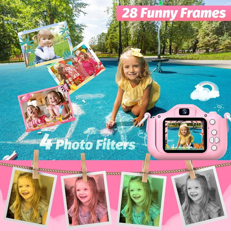 Kids Selfie Digital Camera Toy w/ Protective Cover 32GB SD Card Ages 3 103